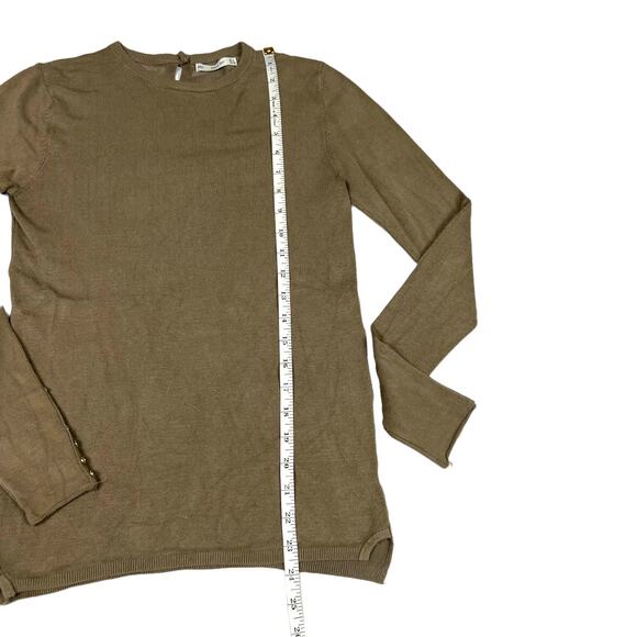 Zara Knit‎ Sweater Brown Long Sleeve Pullover Keyhole Button Detail Women's M - Picture 5 of 11